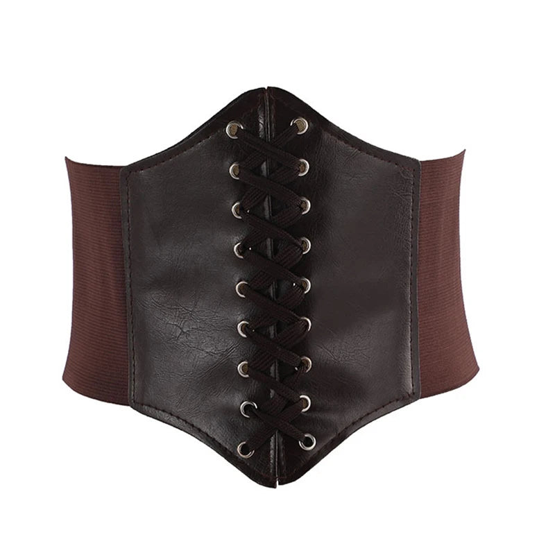 Corset feminino modelador de corpo, cinto largo e sexy de couro, faixa abdominal