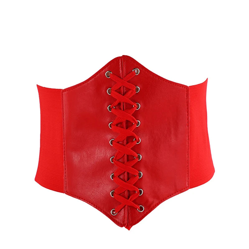 Corset feminino modelador de corpo, cinto largo e sexy de couro, faixa abdominal
