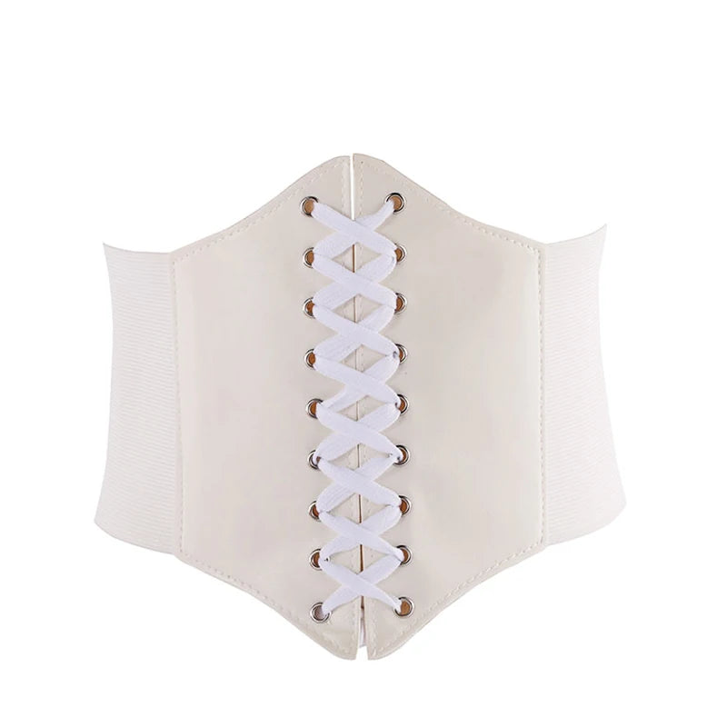 Corset feminino modelador de corpo, cinto largo e sexy de couro, faixa abdominal