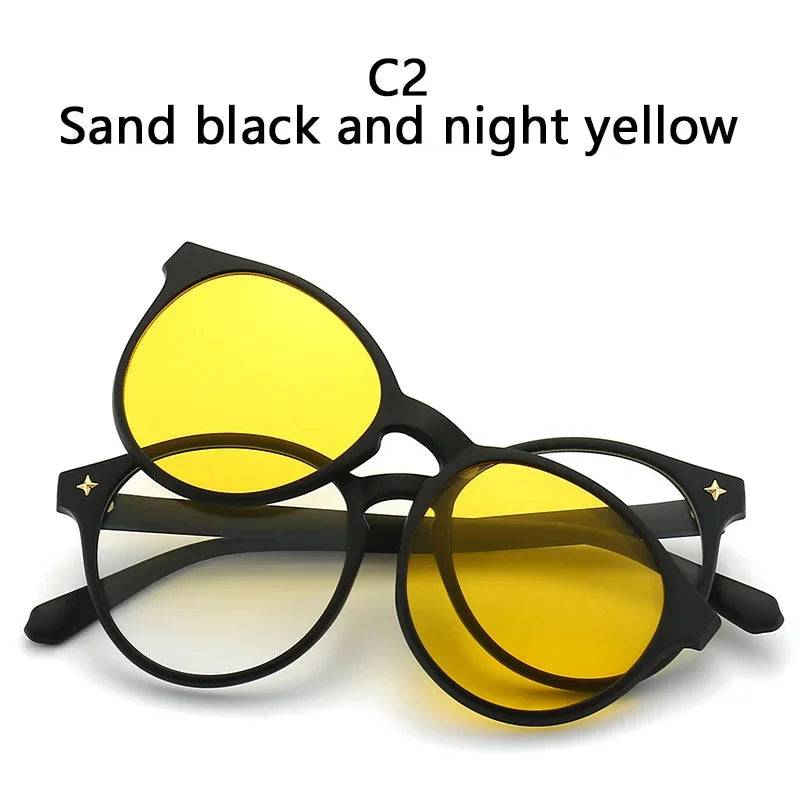 Óculos de Sol Polarizados Magnéticos Personalizados 6 em 1 para Homens e Mulhes