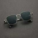 Men Driving Sunglasses Vintage Steampunk Square Sunglasses Metal Frame with Spring Hinges Women Eyepiece Trendy Driver Glasses