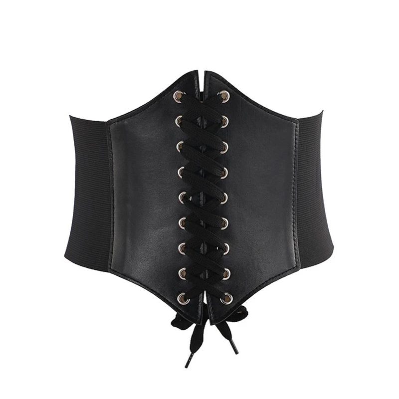Corset feminino modelador de corpo, cinto largo e sexy de couro, faixa abdominal