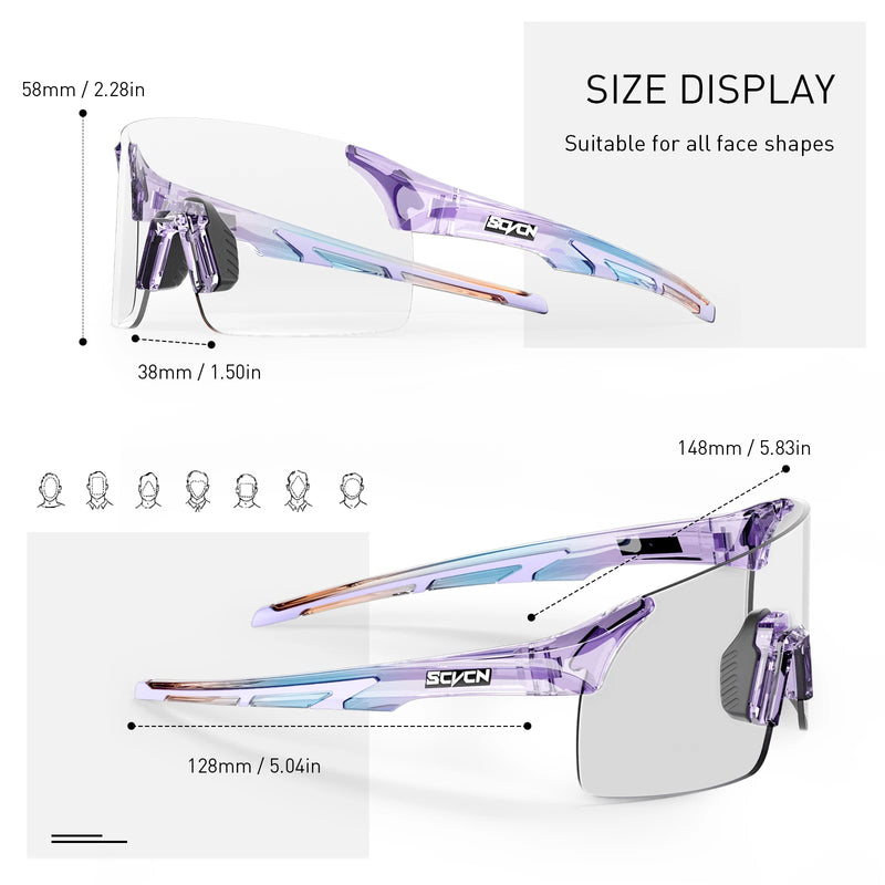 Óculos de Sol Fotocromáticos SCVCN para Esportes ao Ar Livre, Ciclismo