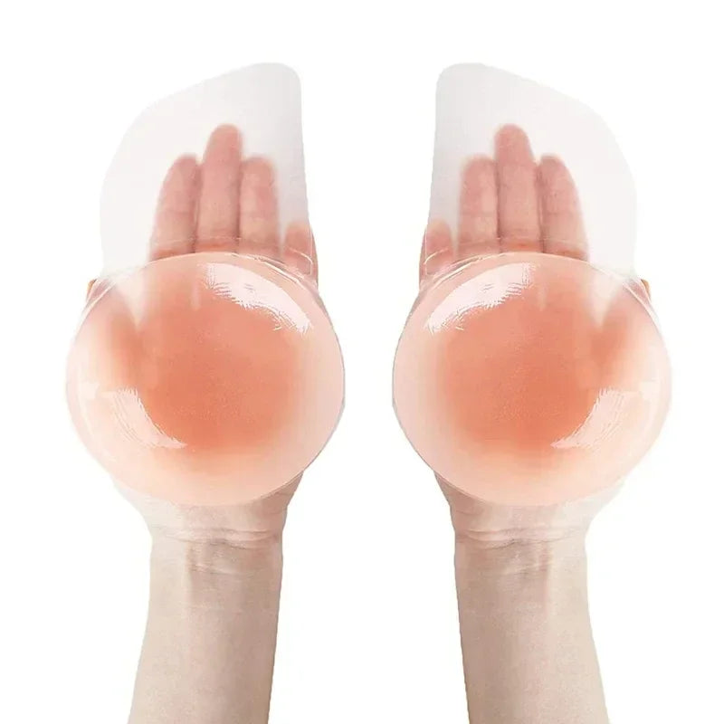 1 par de adesivos de silicone invisíveis para sutiã com efeito lifting, reutilizáveis